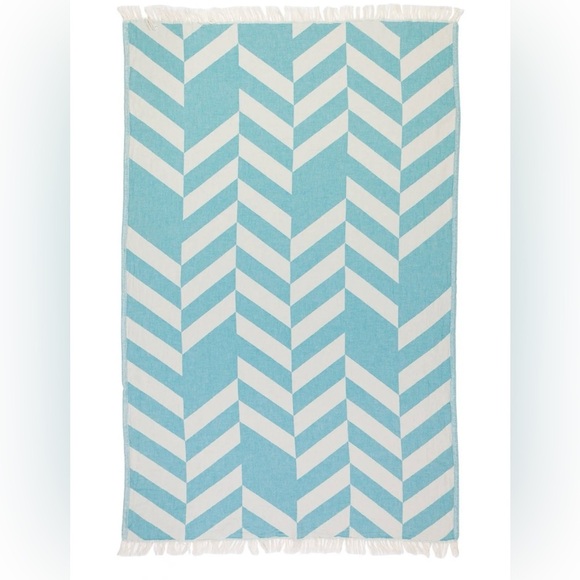 Chevron Pestamal 100% Cotton Turkish Towel Turquoise - Picture 1 of 4